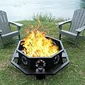 Auhilence 45 inch Extra Large Fire Pit, Outdoor Wood Burning Fire Pit for Outside Octagonal Heavy Duty Firepit for Camping, Backyard, Patio, Black