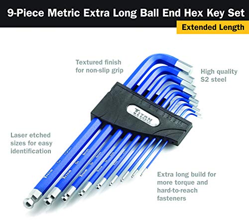 Titan Tools 12714 MM Non Slip Hex Key Set - Multi-Colour (9-Piece) - Image 3