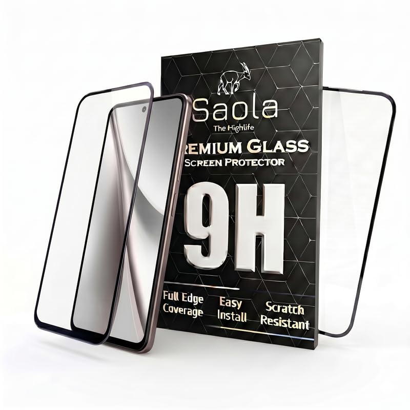 Image of Saola HD Clear Tempered Glass for Vivo Y31 Pro 5G | High Strength 9H Protection, Smooth Touch, Full Coverage Screen Guard, 2-Step Installation Kit | Quick & Easy Application (Pack of 2)