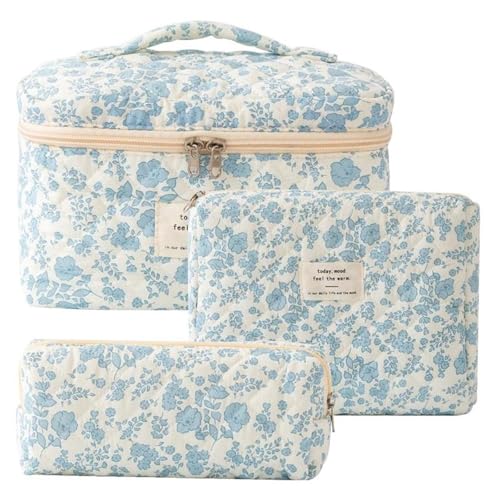 Trousses de maquillage matelassées aux motifs floraux pour vos voyages et week-ends