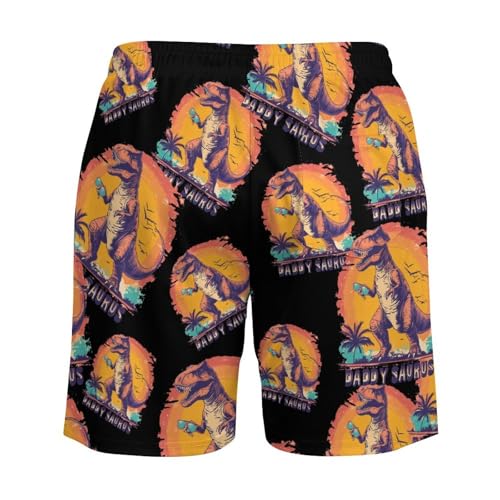 Dinosaurs Daddy Saurus Beach Shorts for Men Swim Trunks Quick Dry Swim Shorts with Compression Liner Pocket4