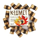 K-LUMET Podpałka do Grilla, Kominka i Ogniska 16 Sztuk, Naturalna Rozpałka, bez zapachu, Szybkie Rozpalanie, Ręcznie Robiona, Długi Czas Palenia