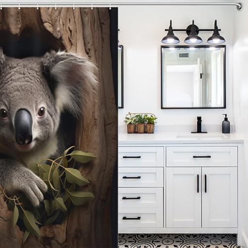 Rideau de douche koala polyester imperméable et lavable pour salle de bain - 5