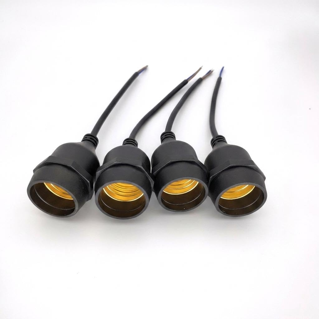 Outdoor Light Fitting with E27 Lamp Holder for Outdoor Lighting, Waterproof Lamp with E27 Screw Type Bulb Holder, PVC Material, No Plug Included White-picture-18