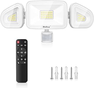 MEIHUA 42W Security Lights Outdoor Motion Sensor with Remote Control, 3600LM PIR Security Light, IP66 6500K Motion Sensor ...