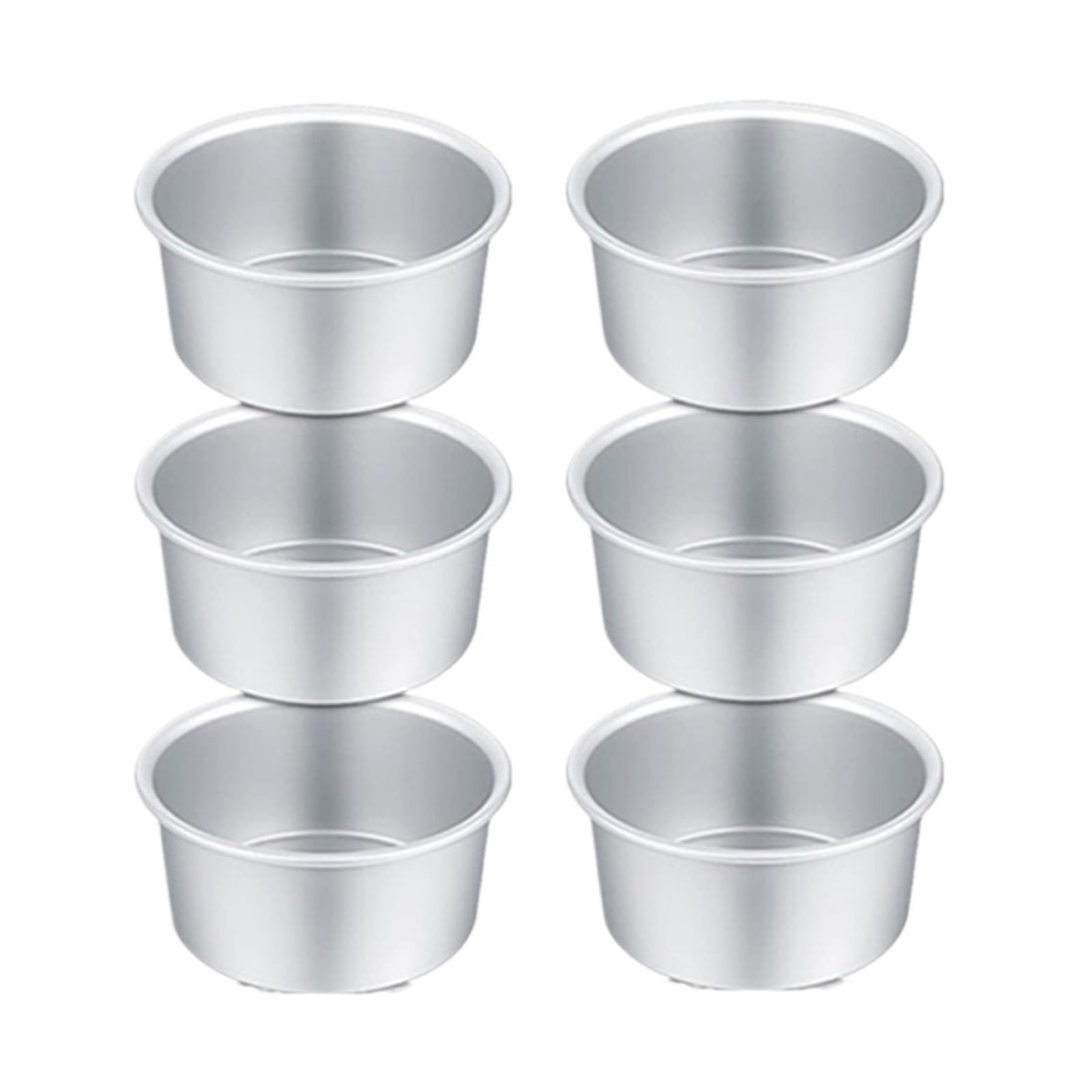 Genérico Molde Fijo for Pasteles de 4 Pulgadas, Base sólida Aluminio, Cacerola pequeña, latas Redondas Reutilizables, Utensilios Cocina perfectos for Hornear, 1/2/4/6 Uds(6pcs)