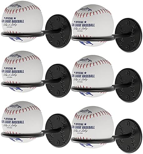 Wallniture Sporta Baseball Bat and Ball Holder Wall Mounted Organization and Storage Rack Set of 6 Metal Black