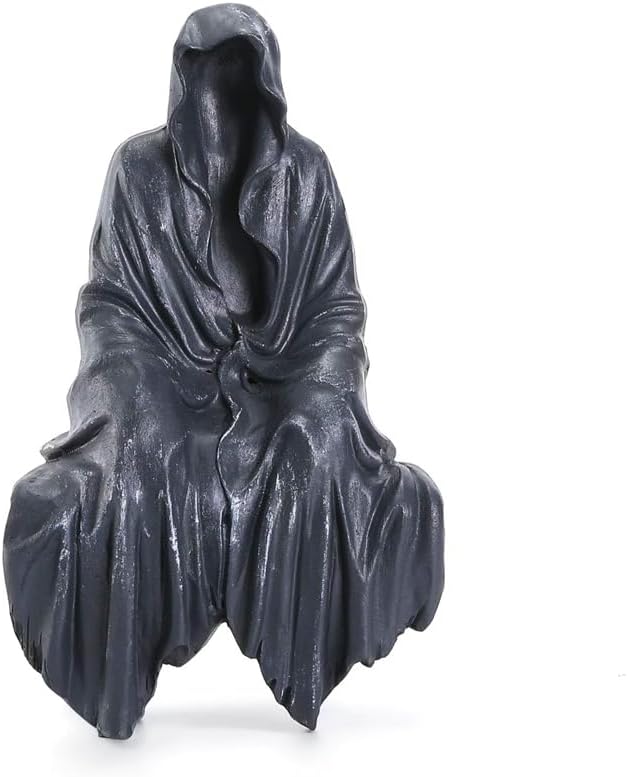 Joogour Grim Reaper Statue - 5.9" Gothic Resin Figurine, Spooky Bookshelf Garden Decor for Halloween Fantasy Horror Fans
