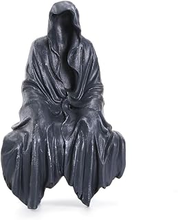 Joogour Grim Reaper Statue - 5.9" Gothic Resin Figurine, Spooky Bookshelf Garden Decor for Halloween Fantasy Horror Fans