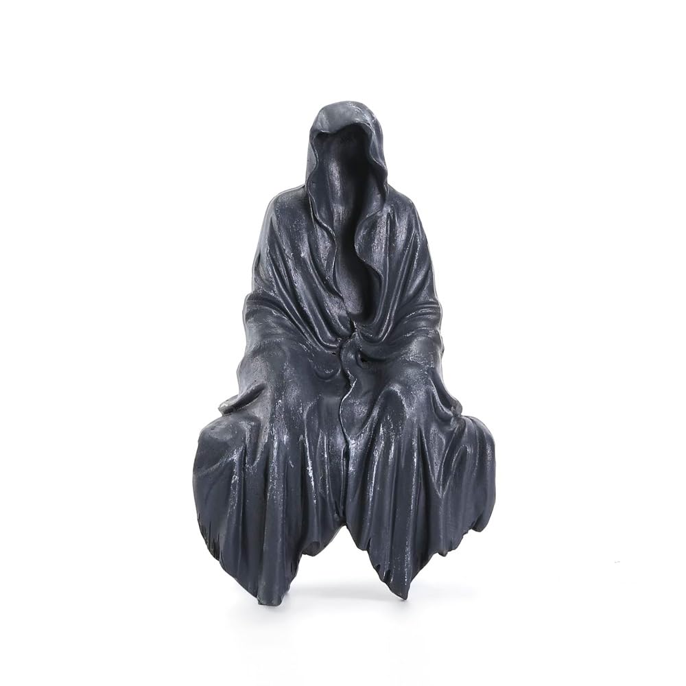 Tabletop Gothic Decor Mysterious Grim Reaper Statue - Gothic Spooky Decor for Garden or Bookshelf - 5.9 inch Resin Figurine - Goth Bookshelf Decor.