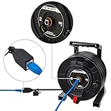 Beszin 150FT Cat.6A S/FTP Indoor/Outdoor Retractable Ethernet Network Cable Extension Reel, RJ45 Female-Female Cat.6A Shielded Portable Weatherproof Ethernet Extension Cord