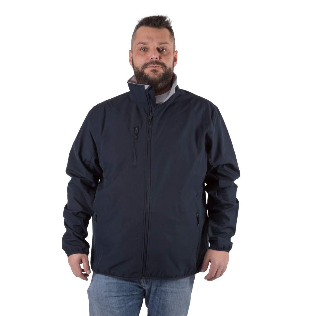 plus rozmiar Kurtka męska Softshell Kamizelka Wnętrze Polar Wodoodporna, Niebieski, XXL