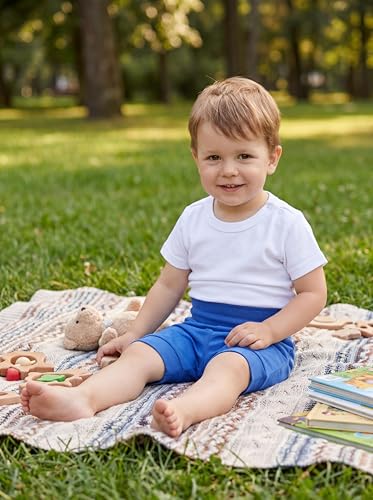 TupTam Unisex Baby Pumphose Sommershorts Baumwolle 5er Pack, Farbe: Dunkelblau Blau Graphit Grau Grün, Größe: 86/92