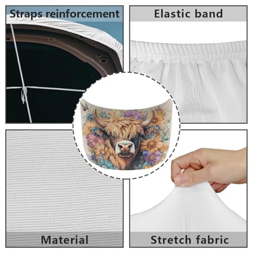 Image of Car Hood Cover Protector,Breathable Tear-Resistant Print Hood Covers for Cars,Universal Accessories for Decoration Yak Purple Flower Pattern Design