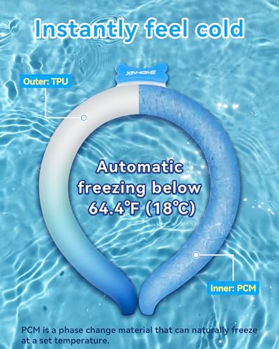 Image of Neck Cooling Tube Wraps Ice Ring Neck Cooler Personal Ice Pack Wrap for Hot Weather Gel Reusable Wearable Gel Cooling for Summer Heat Hot Flashes Freezer Below 64.4℉