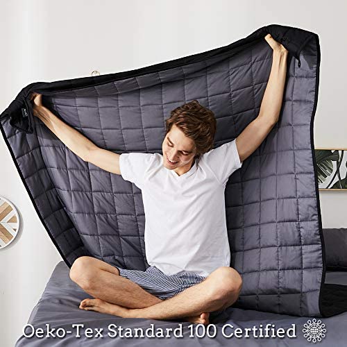 Image of ZonLi Weighted Blanket for Adults (60 inchx80 inch, 20lbs, Grey /Black) Queen Size High Breathability Cooling Heavy Blanket, Soft Material with Premium Glass Beads, All-Season, Easy Care