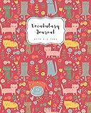 Vocabulary Journal with A-Z Tabs: 8x10 Large 2 Columns Notebook | Alphabetical Index | Cute Kitten Flower Design Red