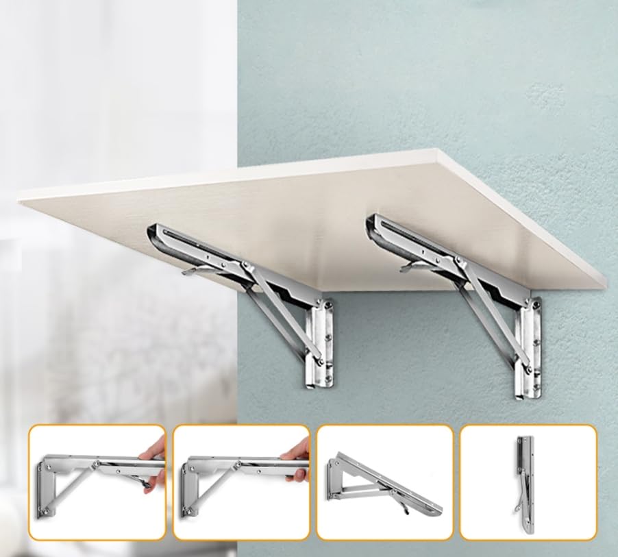 Soporte de estante plegable montado en la pared de acero inoxidable