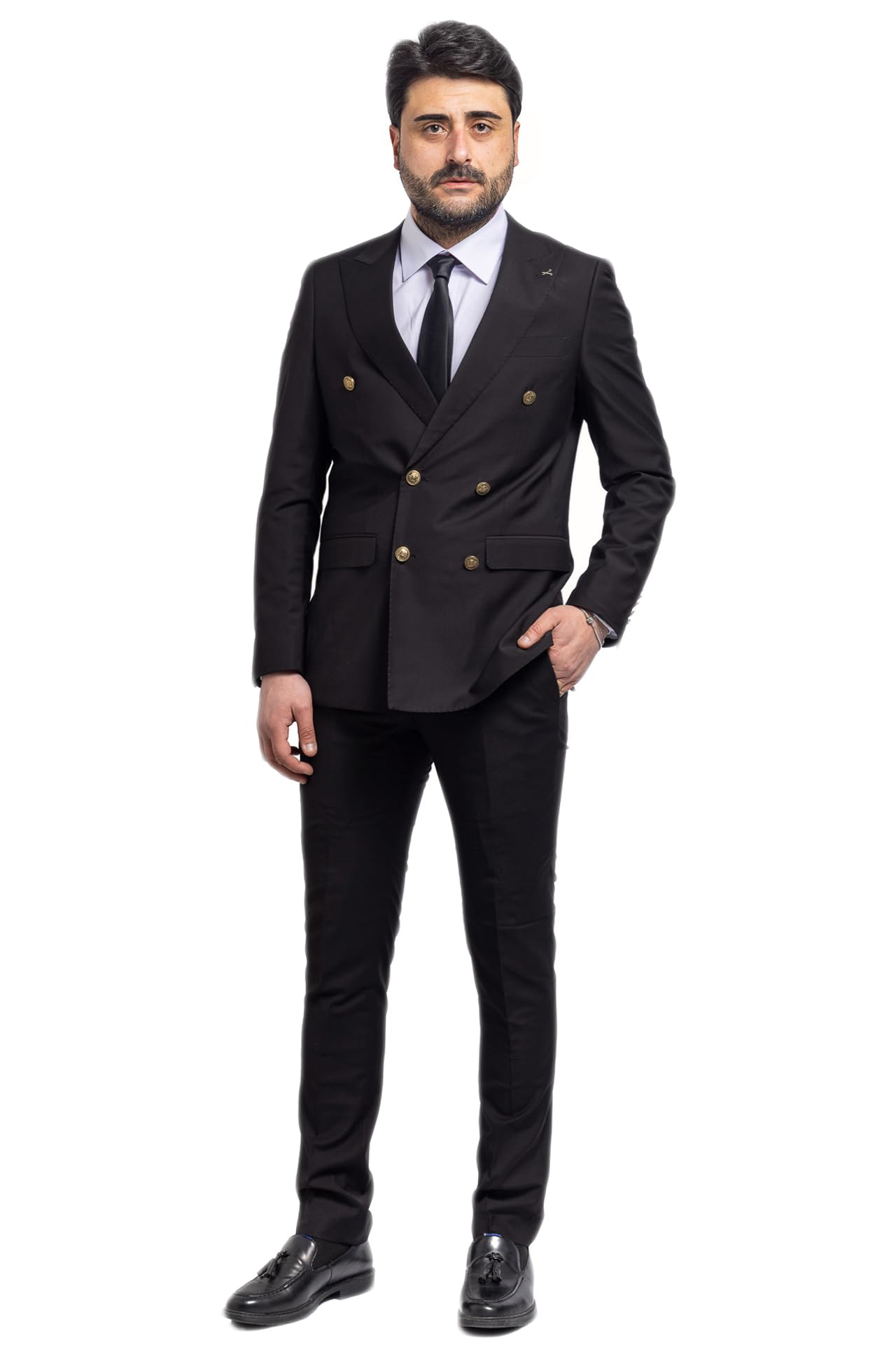 Abito Uomo Doppiopetto Bottoni Oro Completo Giacca Pantaloni Cerimonia VEQUE