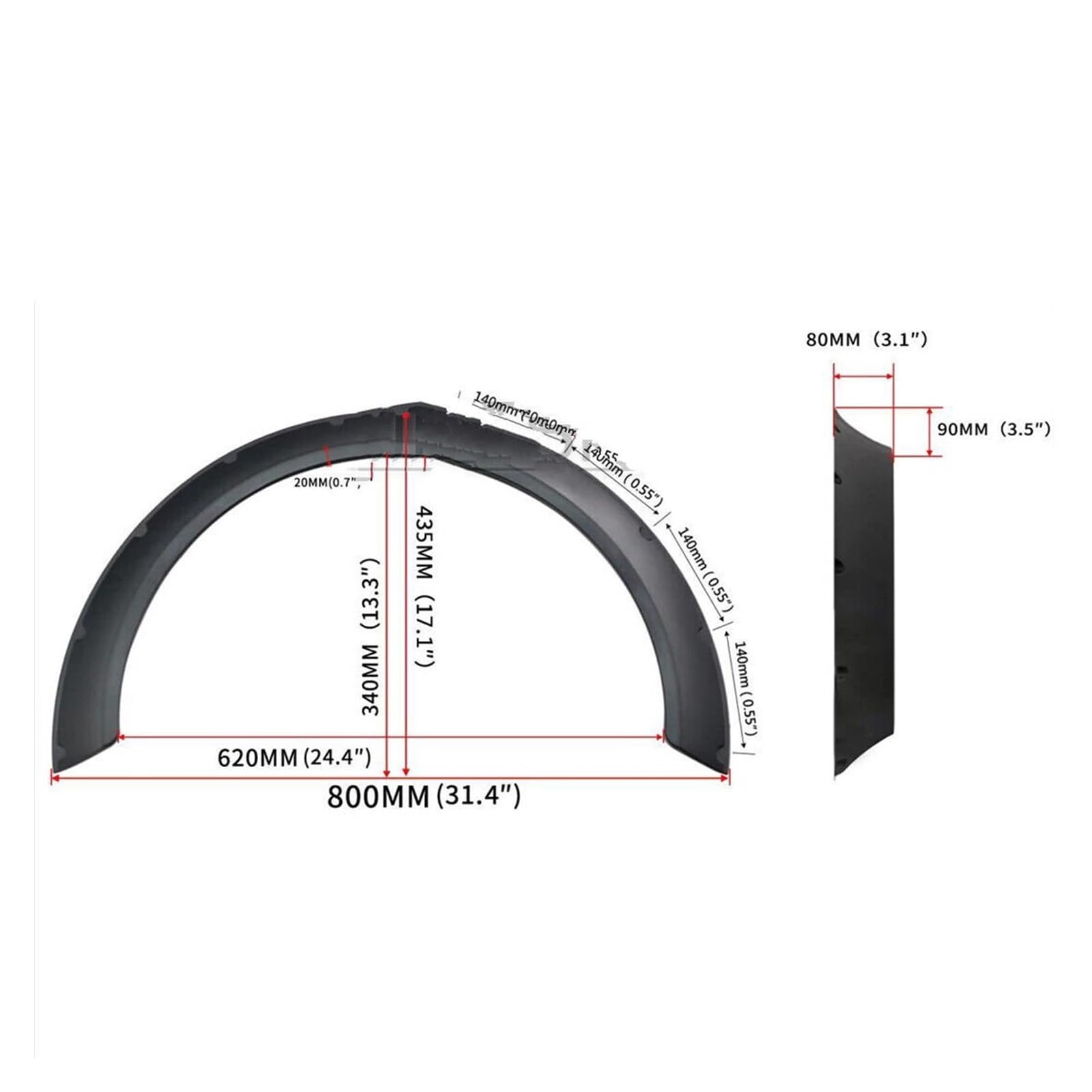 4 x universele spatbordverbreding 6 mm breed - 200 cm lang geschikt voor auto's, pick-up, camper, SUV, bestelwagen-rubberen lipverbreding