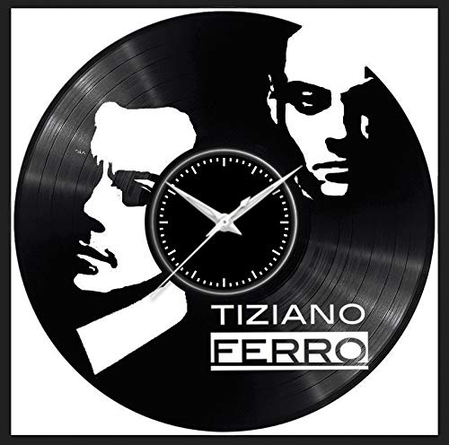 Fusorario Orologio in Vinile da Parete LP 33 Giri Silenzioso Idea Regalo caricatura somigliante Tema Tiziano Ferro