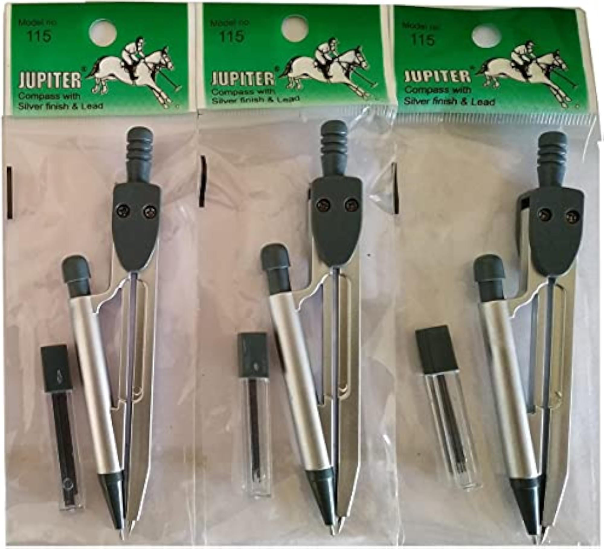 Plastic Compass Set with Joint Pencil and Lead Box, 3 Pieces