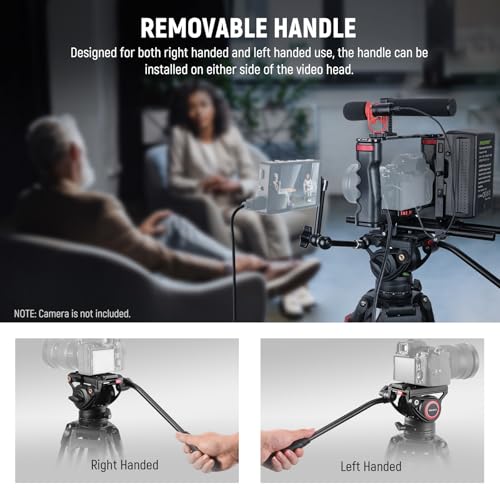 Image of NEEWER 74 inch Video Tripod with Fluid Head & Damping Control, Aluminum Heavy Duty Camera Stand Professional with QR Plate for DSLR Camcorders for Video Recording, Cleaning Cloth, Max Load 17.6 lbs, TP74