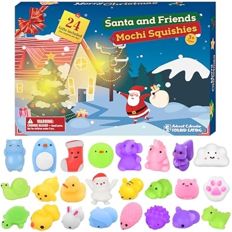 BATTOP Advent Calendar 2024,Christmas 24 Days Mochi Animals Squishy Toys for Kids,Toddlers,Christmas Countdown Calendar Toy for Boys Girls,Christmas Party Favor Gifts Cover