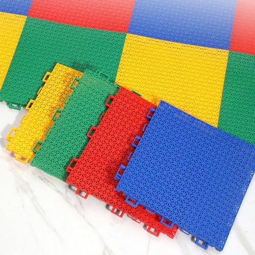 Dalles de sol emboîtables pour aire de jeux – Antidérapantes avec trous de drainage pour une utilisation sûre en extérieur et sous-sol