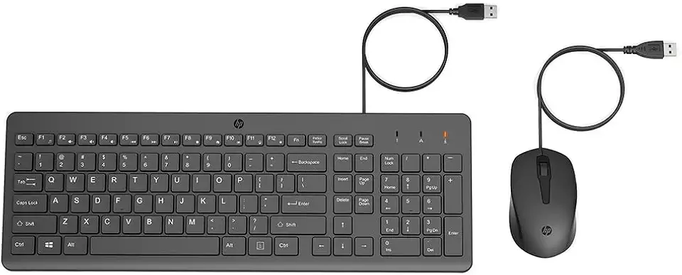 Combo de Teclado e Mouse USB HP 150 - Plug and Play, com Digitação Silenciosa, Confortável e Precisa, Mouse com DPI de 1600, Layout ABNT2, Preto (240J7AA)