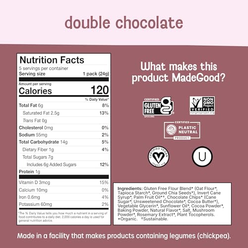 Image of MadeGood Double Chocolate Soft-Baked Cookies, 0.85oz Each, Organic Snacks