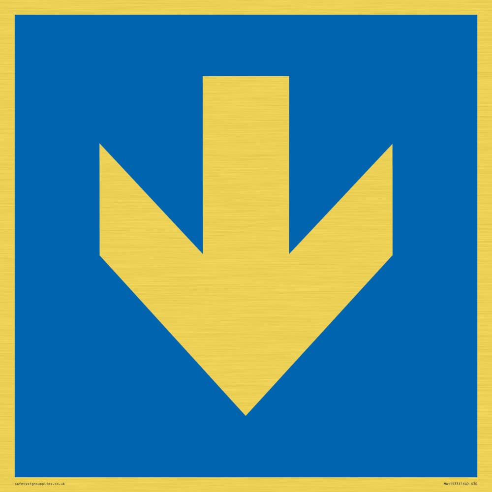 Viking Signs Custom Mandatory: Down arrow Sign - 300x300mm - S30, Blue/White