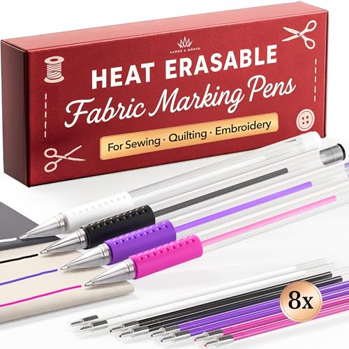 Lange & König Heat Erasable Fabric Marking Pens for Sewing - 4 Pens +...