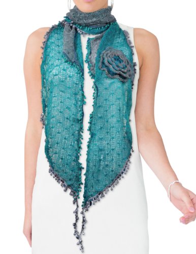 Acrylic Fashion Knitted Large Flowers Long Scarf3