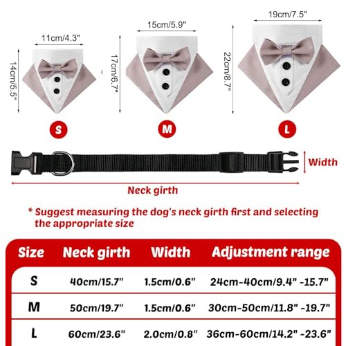 MiOYOOW Formelles Hunde Bandana Halsband, Verstellbares Smoking Hochzeits Bandana, Atmungsaktives Lätzchen, Dreieckiger Schal Mit Fliege D-Ring für Kleine Mittelgroße Hunde