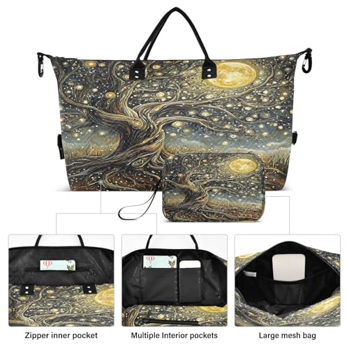 Weekender Bags Travel Duffel Gym Bag Dream Tree Carry on Overnight Tote Bag with Toiletry Bag for Airplane Travel Trip Gym Yoga2