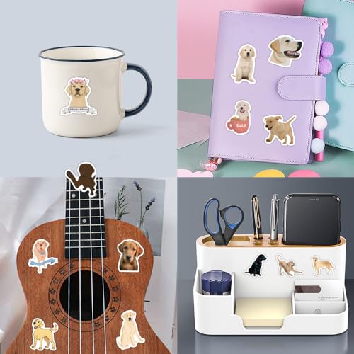 Labrador Aufkleber Labrador Sticker Set 50 Stücke Niedlich Deko für Auto Laptop Skateboard Fahrrad Moped Motorrad Fahrrad Computer,Geeignet für Erwachsene Kinder