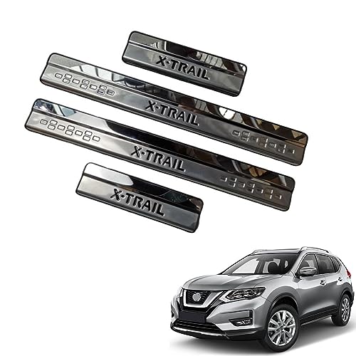ステップガード 適用 ニッサン X-TRAIL エクストレイル T32 スカッフプレート サイドガード ステップガード カバーステップボード スカッフプレート キズ防止 汚れ防止 4枚 (ブラック)