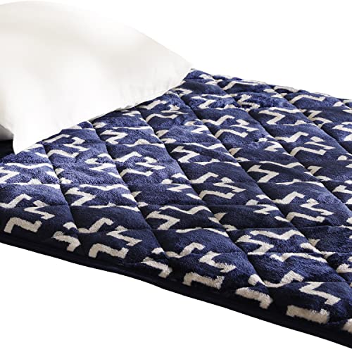 昭和西川 敷きパッド シングル 冬 秋 フランネル 敷きパッド クロス柄 ネイビー 2241334940312