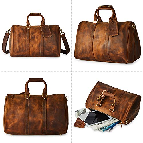 Men's Genuine Leather Utility Classic Doctor Duffel Weekend Work Bag w/Shoulder Strap3