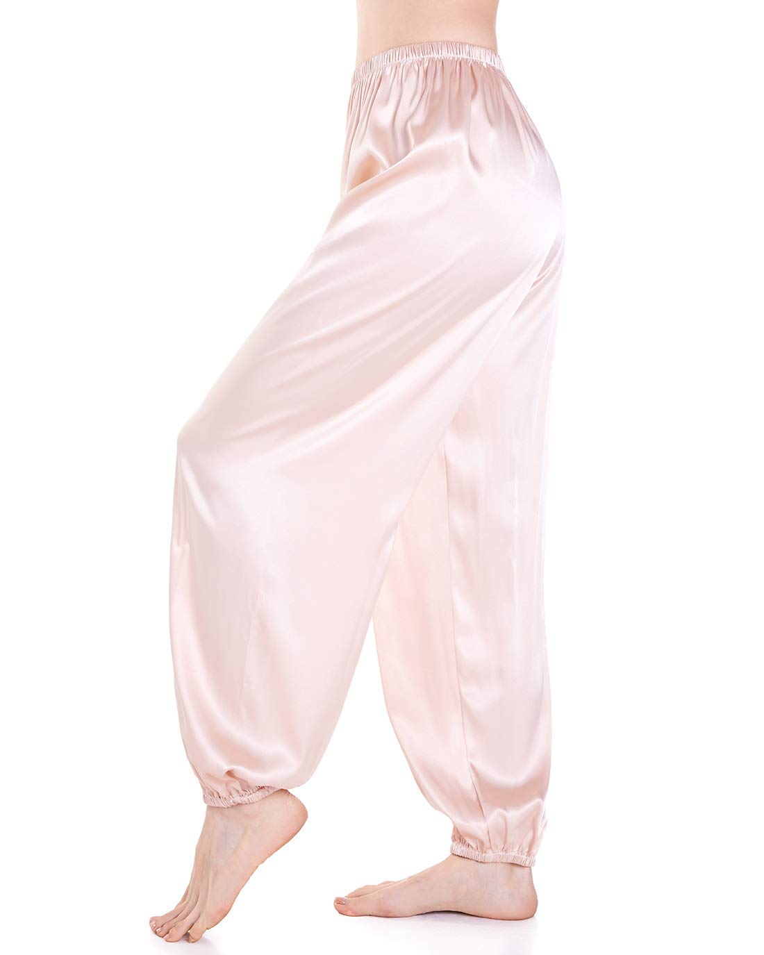 Wantschun Womens Pajama Pants Satin Silk Lounge Pants Yoga Pants Soft Casual Loose Elastic Waist Sleep Pajama Bottoms Champagne Medium