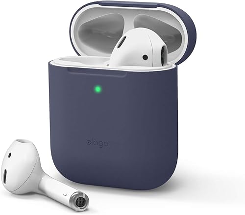 elago Funda delgada compatible con AirPods 1 y compatible con AirPods 2, LED frontal visible, soporta carga inalámbrica, revestimiento