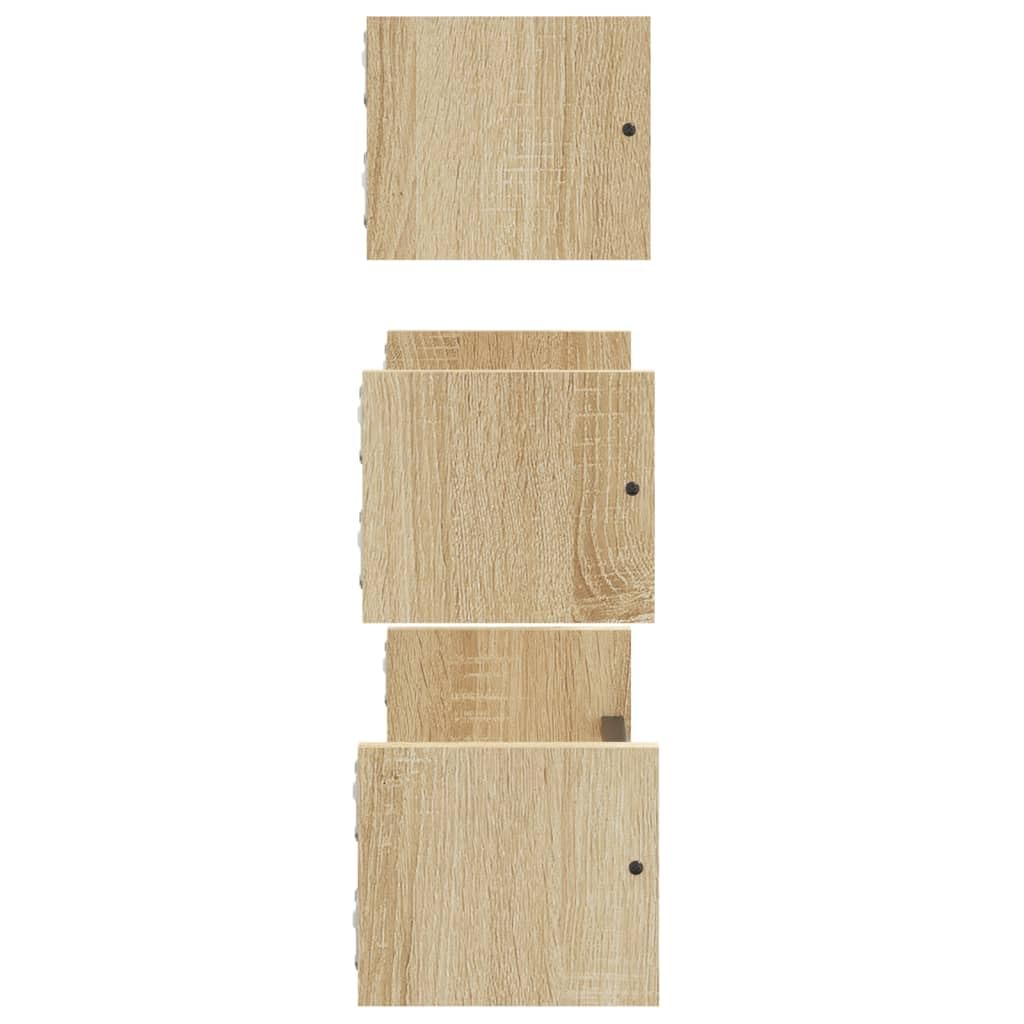 Juego de 3 estantes flotantes de pared con barras de roble Sonoma, madera y acero, 30, 35, 40 x 16 x 14 cm, soporte invisible para salón, dormitorio, cocina, baño y pasillo
