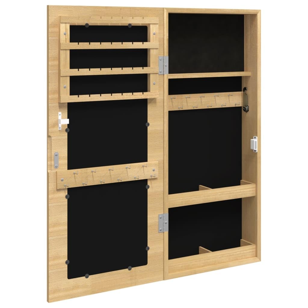 Szafka na biżuterię z lustrem do montażu na ścianie, lustro dekoracyjne, lustro łazienkowe, lustro kosmetyczne, lustro do makijażu, lustro do korytarza, 30 x 8,5 x 67 cm, zamykana, do