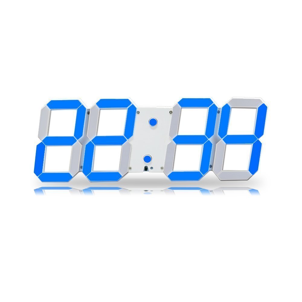Redlution Large LED Digital Wall Clock 3D Design Jumbo Larger Numbers Alarm Clock with Full Function Remote Control, Calendar, Snooze, Alarm, Countdown, Thermometer