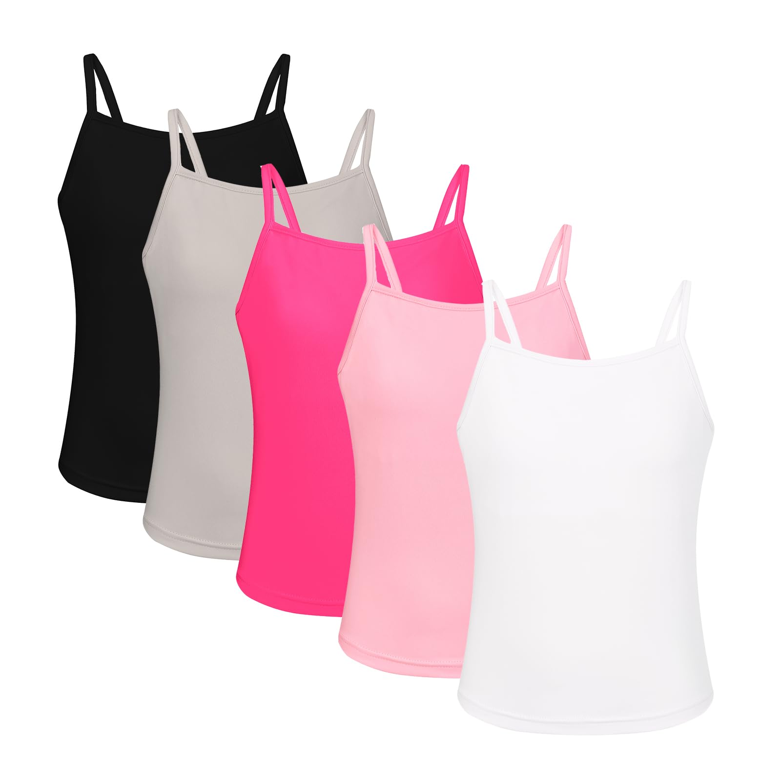 EXARUS 5/7 Pack Girls Padded/Unpadded Cami Tank Tops Teen Cropped Fitted