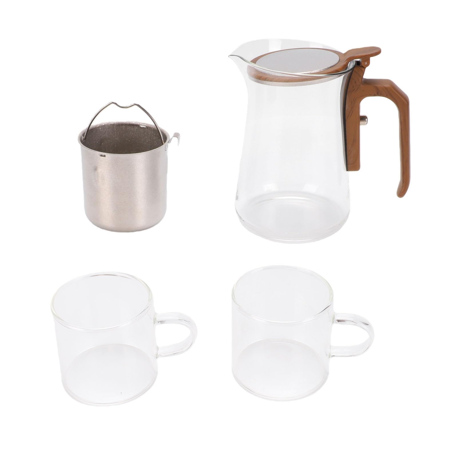 Pssopp Tetera de Vidrio con Infusor, Tetera con Tapa Abatible Magnética, 600 Ml, for té e Infusiones