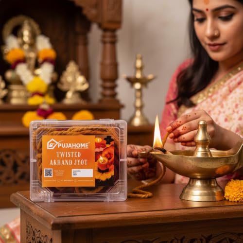 Image of Twisted Cotton Wicks- Pack of 12 | Akhand Jyot Batti for Diya | Cotton Moli Thread for Pooja, Arti, Mandir, Oil Lamp, Aarti, and Meditation Special in Red and Yellow Colour