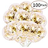 Gold Confetti Party Balloons 100 Pack 12