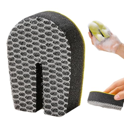 Esponja raspador doble cara, forma de U no rayante, esponjas de doble cara para la cocina, para sartenes antiadherentes, vajilla de alta gama, hogar y restaurante